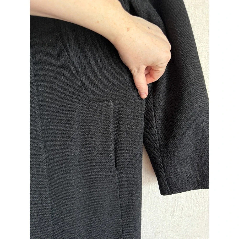 Vintage Thalhimers Black Wool Overcoat Peter Pan Collar Swirl Button Coat Womens